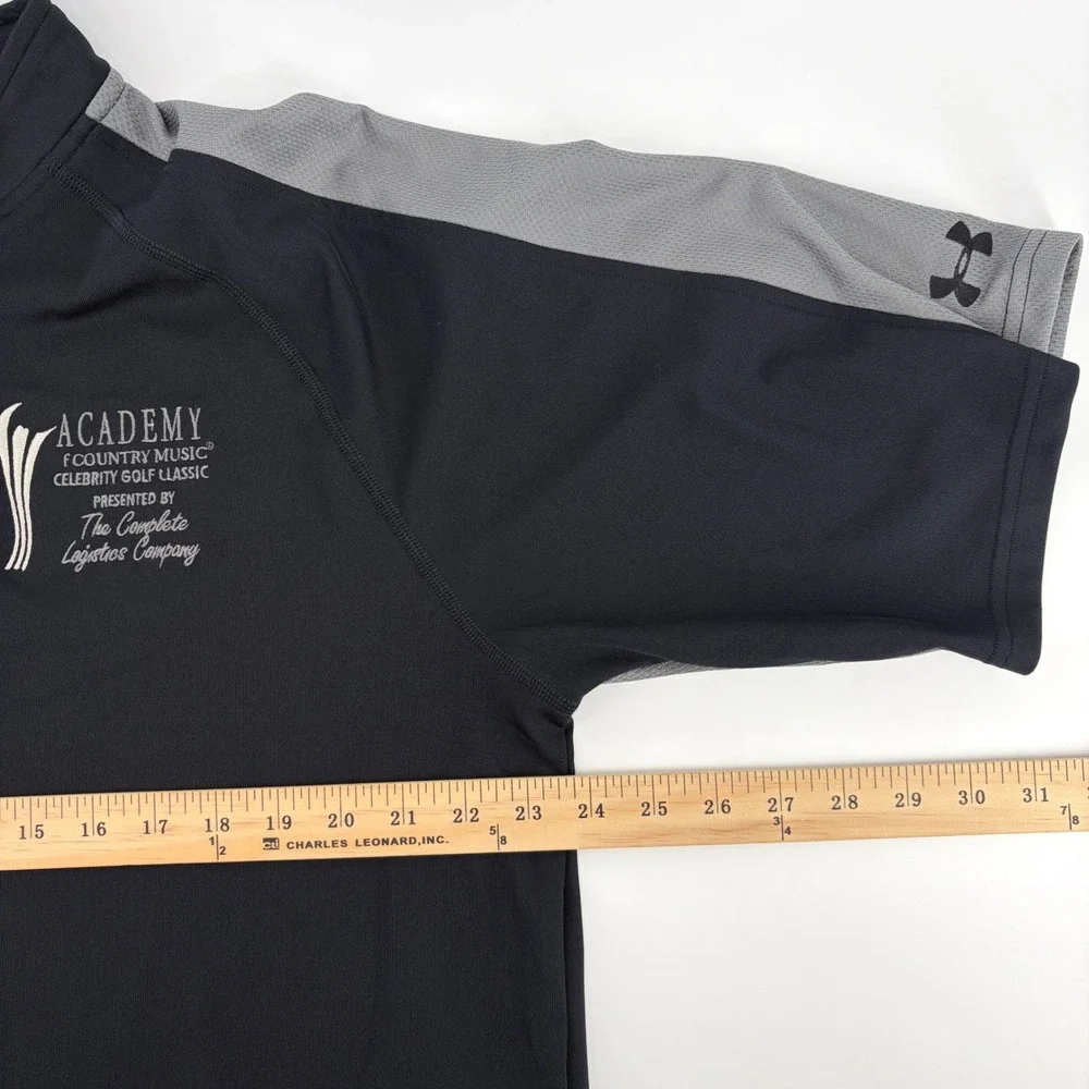 Under Armour Mens XL Black Gray ACM Celebrity Golf Classic 1/4 Zip Polo Shirt